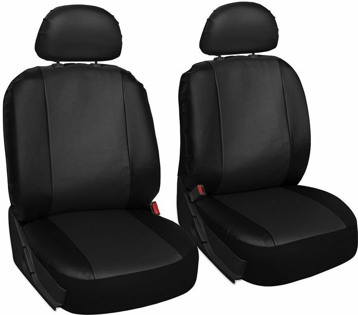 For Mitsubishi Lancer Ralliart Leather Look Mayfair Black Front Car Seat Covers
